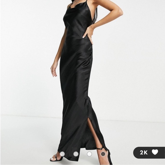 ASOS Designs Black Satin Maxi Dress - Picture 3 of 7